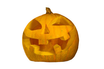 Spooky halloween pumpkin isolated on a white background