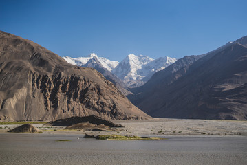 Mountains near Lenin peak, view from Base camp, Pamir mountains, Kyrgyzstan