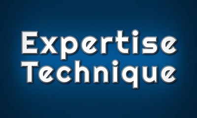 Expertise Technique - clear white text written on blue background