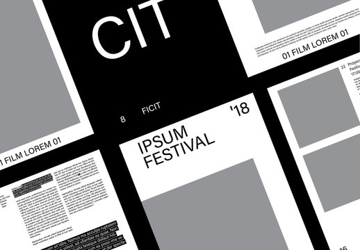 Dise&ntilde;o de cat&aacute;logo de eventos blanco y negro