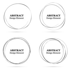 Set of abstract hand drawn circles for your design. Scribble circle lines vector. Black circular doodle isolated on the white background. Vector abstract logo design element.