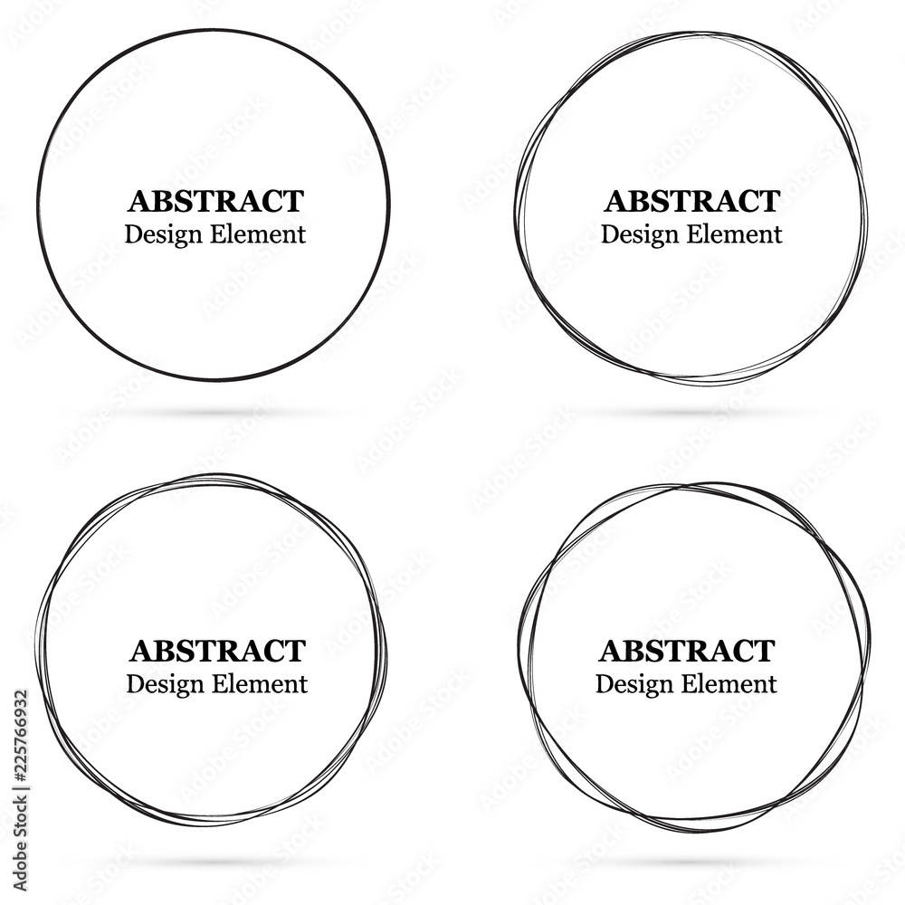 Wall mural set of abstract hand drawn circles for your design. scribble circle lines vector. black circular doo