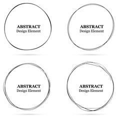 Set of abstract hand drawn circles for your design. Scribble circle lines vector. Black circular doodle isolated on the white background. Vector abstract logo design element.