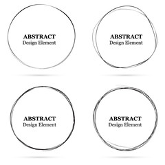 Set of abstract hand drawn circles for your design. Scribble circle lines vector. Black circular doodle isolated on the white background. Vector abstract logo design element.