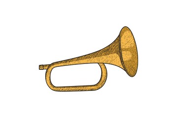 Obraz na płótnie Canvas Hand drawn trumpet logo design inspiration Isolated On white Backgrounds