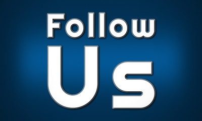 Follow Us - clear white text written on blue background