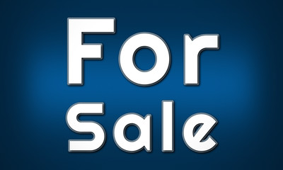 For Sale - clear white text written on blue background