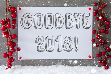 Naklejka na ściany i meble Label, Snowflakes, Red Christmas Decoration, Text Goodbye 2018