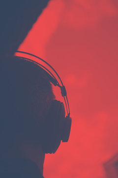 DJ deejay producer wearing headphones