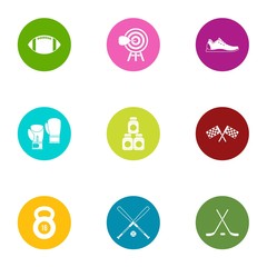 Goal icons set. Flat set of 9 goal vector icons for web isolated on white background