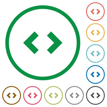 Script code flat icons with outlines