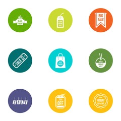 Children discount icons set. Flat set of 9 children discount vector icons for web isolated on white background