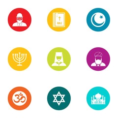 Fototapeta premium Faith icons set. Flat set of 9 faith vector icons for web isolated on white background