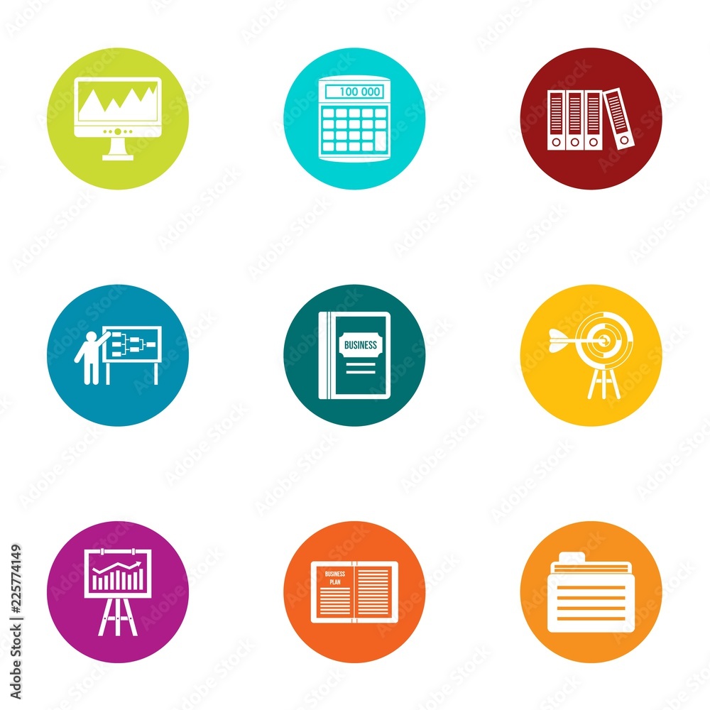 Poster error statistics icons set. flat set of 9 error statistics vector icons for web isolated on white ba