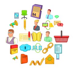 Business icons set. Cartoon set of 25 business vector icons for web isolated on white background
