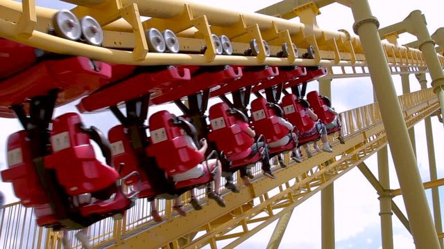 Inverted Roller Coaster Climbing First Hill