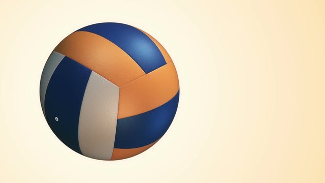 Animation of slow rotation ball for volleyball game. View of close-up with realistic texture and light. Animation of seamless loop.