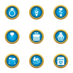 Frame of mind icons set. Flat set of 9 frame of mind vector icons for web isolated on white background