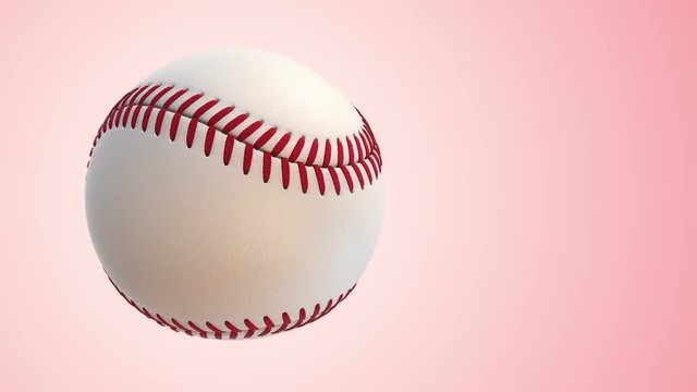 Animation of slow rotation ball for baseball game. View of close-up with realistic texture and light. Animation of seamless loop.