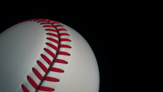 Animation of slow rotation ball for baseball game. View of close-up with realistic texture and light. Animation of seamless loop.