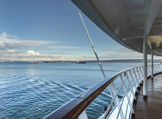 English Bay, Vancouver, British Columbia, Canada from cruise ship deck.