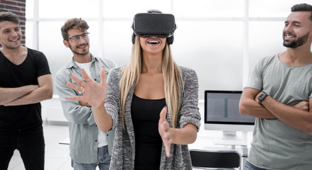 Business team working on virtual reality applications and games