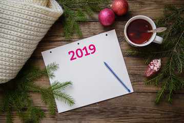 Christmas picture layout postcard with 2019 new year