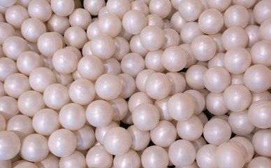 Many white pearl balls, close up.