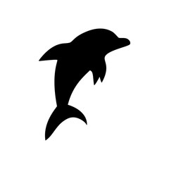 Black and white jumping dolphin sea animal symbol, vector illustration
