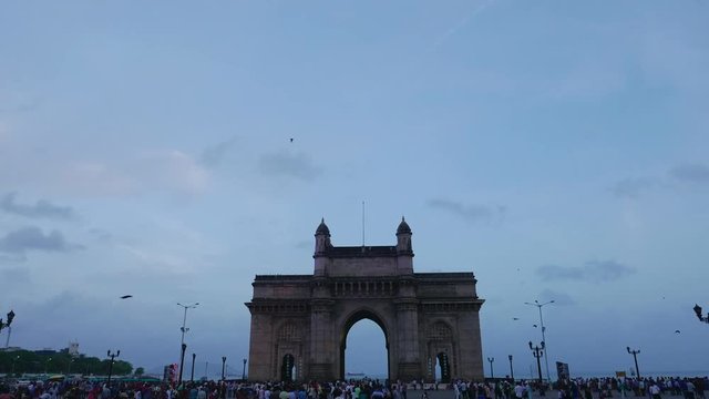 Time-lapse footage of Gateway of India Mumbai, Maharashtra, India.