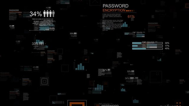 PNG Alpha.Looping infographic zoom in animation.Flying through infographic elements like population, demographic,bar charts.HUD digital elements,numbers, text code.Many different colors in portfolio.