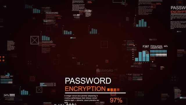 Looping infographic zoom in animation.Flying through infographic elements like population, demographic,bar charts.HUD digital elements,numbers, text code.Many different colors in portfolio.RED.