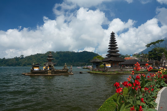 Pura Ulun Danu temple on the lake Bratan, Bali, Indonesia