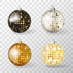 Transparent Realistic 3d Vector Christmas Balls Collection