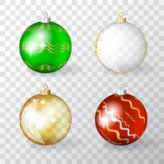 Transparent Realistic 3d Vector Christmas Balls Collection