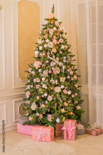 pastel christmaselegant christmas tree with decorations and gifts on elegant hardwood floor pink - Pastel Christmas Decorations pastel christmaselegant christmas tree with decorations and gifts on elegant hardwood floor pink - Pastel Christmas Decorations
