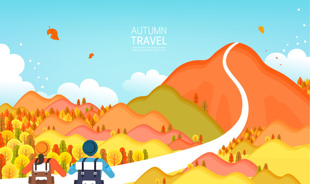 Autumn travel illustration