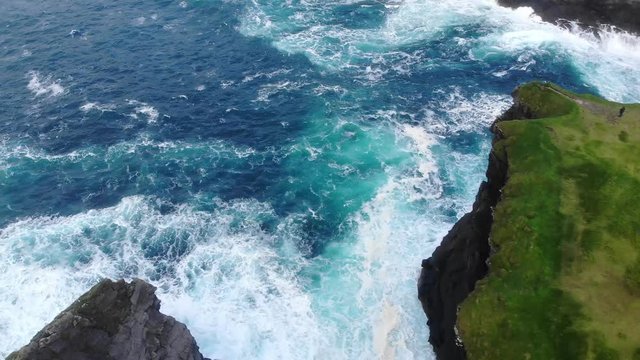 The beautiful green cliffs of Ireland at the west coast &ndash; aerial view