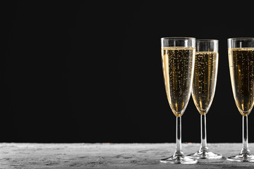 Many glasses of champagne