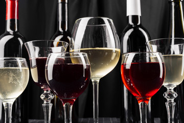 bottles and glasses of wine