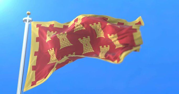 Flag of the english county of Greater Manchester in the North West of England. Loop