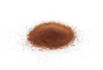 Ground cinnamon, powder pile isolated on white background
