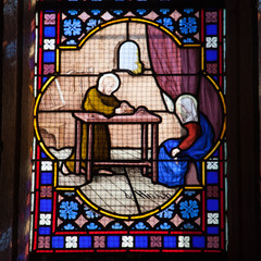 Détail d'un vitrail de la cathédrale de Quimper (Finistère)