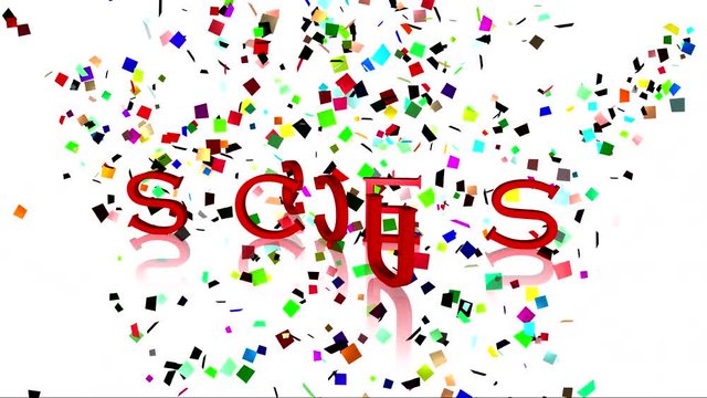 Success and confetti on white background. Illustration