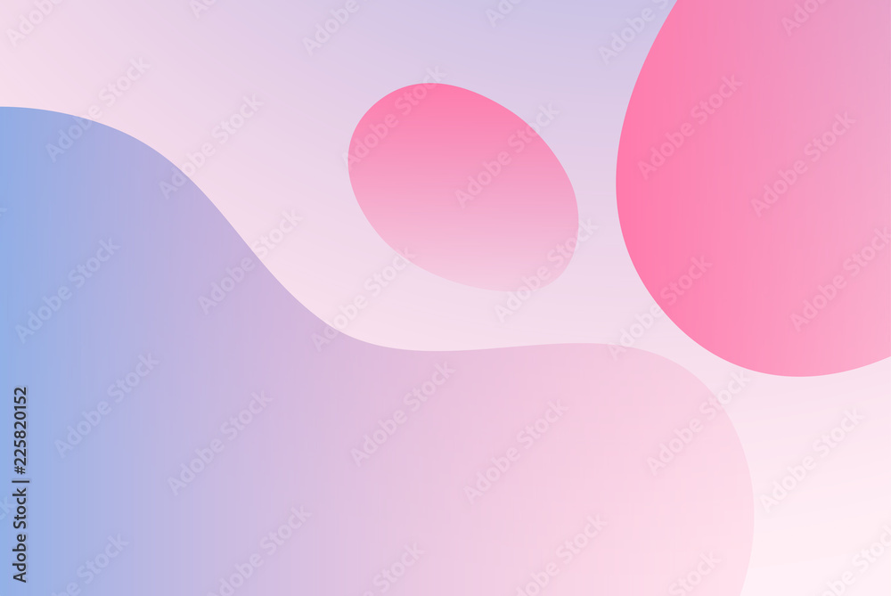 Wall mural gradient background with simple liquid forms in light pastel colors