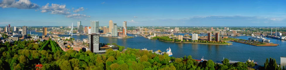 Fotobehang View of Rotterdam city and the Erasmus bridge © Dmitry Rukhlenko