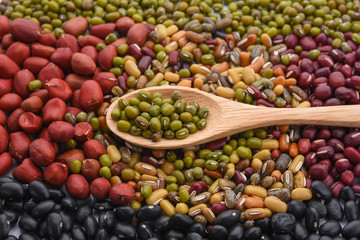 Natural background made from different kinds of nuts.