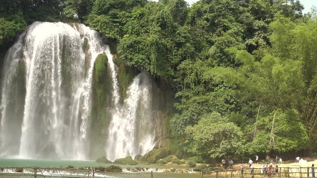 View of the falls from Vietnam during the rainy season when the flow is at its maximum Ban Gioc -Detian Falls  is a collective name for two waterfalls on the Quay Son River