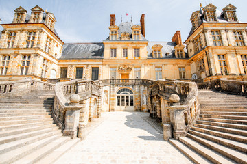 Fontainebleau with famous staircase in France