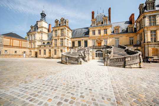 Fontainebleau with famous staircase in France